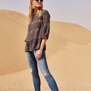 Madewell silk fiesta paisley bell-sleeve top